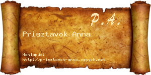 Prisztavok Anna névjegykártya