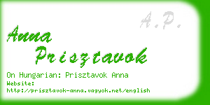 anna prisztavok business card